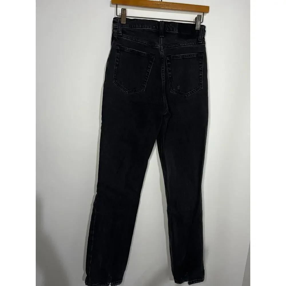 Abercrombie & Fitch 90s Straight Ultra High Rise Grey Black Jeans Denim